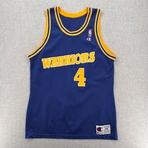 VTG 90s Champion Golden State Warriors Chris Webber 4 Jersey Men 44 Blue NBA
